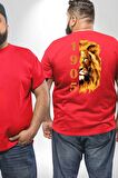 Aslan 1905 Taraftar Büyük Beden Kırmızı Tişört Kadın Erkek Ünisex Sırt Baskılı