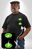 Rick Portal Siyah Büyük Beden Kadın Basic Minimal Baskılı Tişört