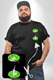 Rick Portal Siyah Büyük Beden Kadın Basic Minimal Baskılı Tişört