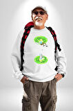 Rick Portal Kadın Erkek Beyaz Sweatshirt 