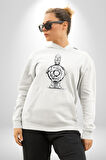 Donut Homer Simpson Karakalem Kadın Erkek  Beyaz Kapüşonlu Sweatshirt Hoodie