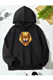 Çocuk Beyaz Minik Aslan Baskılı Sweatshirt