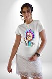 Rick ve Morty İsyan Boya Kalemi Tasarımı Kadın Erkek Unisex Beyaz Organik Baskılı T-Shirt Penye Yüksek Kalite