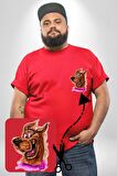 Scooby Doo Kırmızı Büyük Beden Kadın Basic Minimal Baskılı Tişört