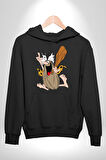 Kaptan Mağara Adamı Taş Devri Kadın Erkek  Siyah Kapüşonlu Sweatshirt Hoodie