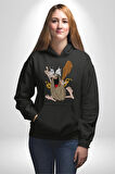 Kaptan Mağara Adamı Taş Devri Kadın Erkek  Siyah Kapüşonlu Sweatshirt Hoodie