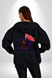 29 Ekim Cumhuriyet Bayramı Atatürk Türk Bayrağı Kadın Erkek Siyah Kapüşonlu Fermuarlı Baskılı Hırka Sweatshirt