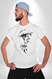 Red Kit Karakalem Kadın Erkek Unisex Beyaz Organik Baskılı T-Shirt Penye Yüksek Kalite