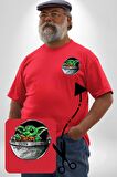 Bebek Yoda Kırmızı Büyük Beden Kadın Basic Minimal Baskılı Tişört