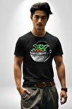Bebek Yoda Kadın Erkek Unisex Siyah Organik Baskılı T-Shirt Penye Yüksek Kalite