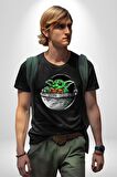 Bebek Yoda Kadın Erkek Unisex Siyah Organik Baskılı T-Shirt Penye Yüksek Kalite