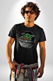 Bebek Yoda Kadın Erkek Unisex Siyah Organik Baskılı T-Shirt Penye Yüksek Kalite