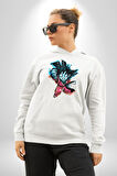 Drogon Ball Goku Anime Kadın Erkek  Beyaz Kapüşonlu Sweatshirt Hoodie