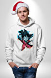 Drogon Ball Goku Anime Kadın Erkek  Beyaz Kapüşonlu Sweatshirt Hoodie