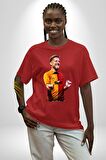 Mertens Gol Sevinci Pamuklu Bisiklet Yaka Kadın Erkek Oversize Boyfriend Dijital Baskılı Kırmızı T-shirt