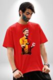 Mertens Gol Sevinci Pamuklu Bisiklet Yaka Kadın Erkek Oversize Boyfriend Dijital Baskılı Kırmızı T-shirt