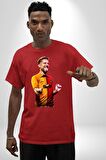 Mertens Gol Sevinci Pamuklu Bisiklet Yaka Kadın Erkek Oversize Boyfriend Dijital Baskılı Kırmızı T-shirt