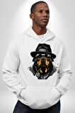 Mafya Rottweiler Kadın Erkek  Beyaz Kapüşonlu Sweatshirt Hoodie