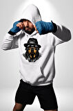 Mafya Rottweiler Kadın Erkek  Beyaz Kapüşonlu Sweatshirt Hoodie