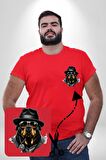Mafya Rottweiler Kırmızı Büyük Beden Kadın Basic Minimal Baskılı Tişört