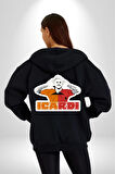 Mauro Icardi Gol Sevinci Kadın Erkek Siyah Kapüşonlu Fermuarlı Baskılı Hırka Sweatshirt