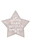 1 Adet Bej Keçeden Yıldız Şeklinde Simli "Warm Wishes" Yazılı Noel Suplası & Amerikan Servisi 35 cm