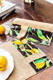 2'li Black Lemon El Yapımı Kaşıklık Detaylı Jüt Amerikan Servisi