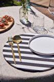 Arma House Striped 33 cm Yuvarlak Çok Renkli Silinebilir Çizgili Amerikan Servis Takımı 2 Kişilik
