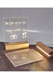 Ahşap Tabanlı, Kalemle Yazılabilir USB LED Masa Gece Lambası