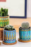 Arts BohemTarzı Mandala Kaktüs & Sukulent Saksı (4)