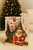 Karma 3 Boyutlu Büyük Noel Babalı Yılbaşı Temalı Hediye Paketi & Çanta & Poşet 40*30*12 cm 