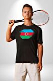 Azerbeycan Bayrağı Kadın Erkek Unisex Siyah Organik Baskılı T-Shirt Penye Yüksek Kalite