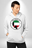 Kuveyt Bayrağı Kadın Erkek  Beyaz Kapüşonlu Sweatshirt Hoodie