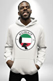 Kuveyt Bayrağı Kadın Erkek  Beyaz Kapüşonlu Sweatshirt Hoodie