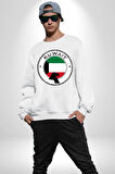 Kuveyt Bayrağı Kadın Erkek Beyaz Sweatshirt 