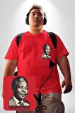 Nelson Mandela Kırmızı Büyük Beden Kadın Basic Minimal Baskılı Tişört