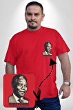 Nelson Mandela Kırmızı Büyük Beden Kadın Basic Minimal Baskılı Tişört