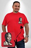 Nelson Mandela Kırmızı Büyük Beden Kadın Basic Minimal Baskılı Tişört