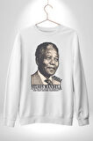 Nelson Mandela Kadın Erkek Beyaz Sweatshirt 