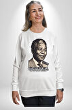 Nelson Mandela Kadın Erkek Beyaz Sweatshirt 