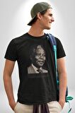 Nelson Mandela Kadın Erkek Unisex Siyah Organik Baskılı T-Shirt Penye Yüksek Kalite