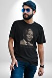 Nelson Mandela Kadın Erkek Unisex Siyah Organik Baskılı T-Shirt Penye Yüksek Kalite