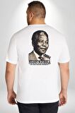 Nelson Mandela Büyük Beden Beyaz Tişört Kadın Erkek Ünisex Sırt Baskılı