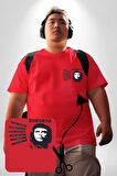 Che Guevara  Kırmızı Büyük Beden Kadın Basic Minimal Baskılı Tişört
