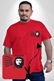 Che Guevara  Kırmızı Büyük Beden Kadın Basic Minimal Baskılı Tişört