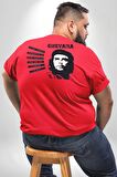 Che Guevara  Büyük Beden Kırmızı Tişört Kadın Erkek Ünisex Sırt Baskılı
