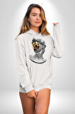Modern Sanat Apollo Kadın Erkek  Beyaz Kapüşonlu Sweatshirt Hoodie