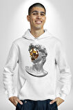 Modern Sanat Apollo Kadın Erkek  Beyaz Kapüşonlu Sweatshirt Hoodie