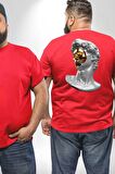 Modern Sanat Apollo Büyük Beden Kırmızı Tişört Kadın Erkek Ünisex Sırt Baskılı