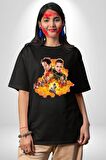 Antman ve Wasp  Pamuklu Bisiklet Yaka Kadın Erkek Oversize Boyfriend Dijital Baskılı Siyah T-shirt